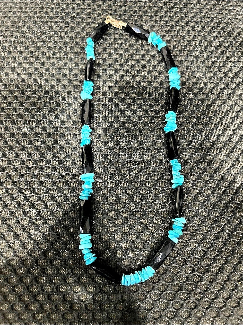 Onyx and turquoise  Black & Blue Beaded Necklace